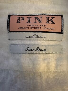 Thomas Pink White 100% Pure Linen Men’s Dress Shirt Size XXL